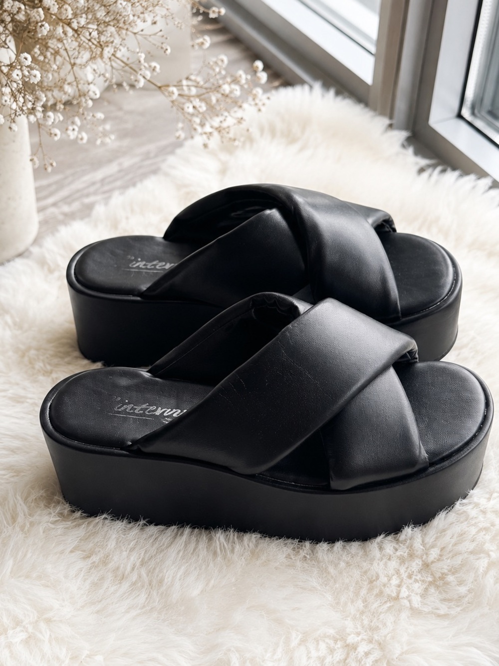 🖤L’Intervalle Black Platform Wedge Sandals🖤